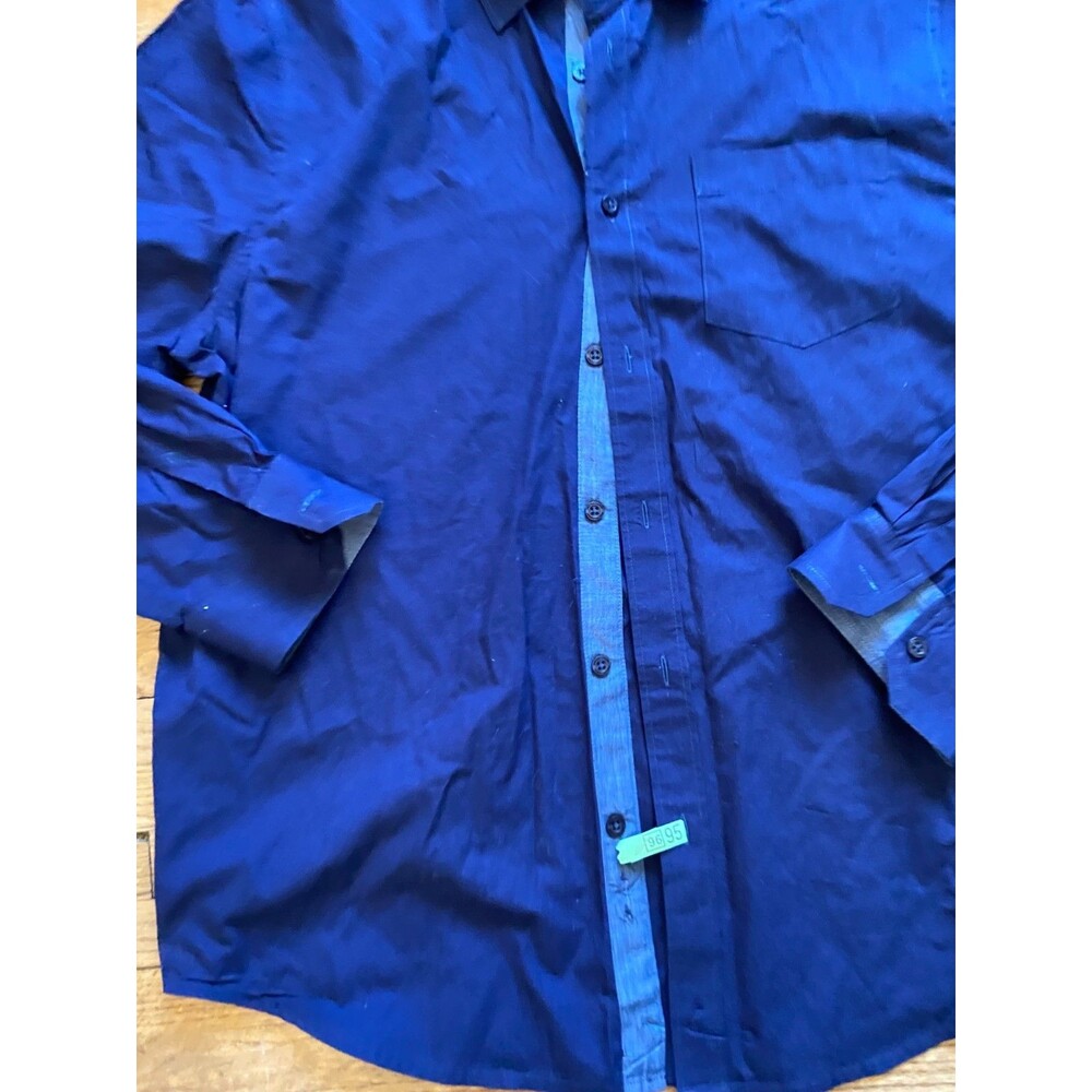 English Laundry Shirt Large Navy Blue Long Sleeve Button Down Stretch Chambray - Picture 6 of 7
